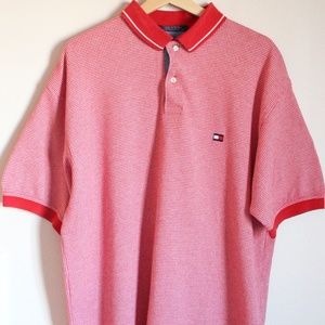 Tommy Hilfiger Polo Red/White Pattern - L